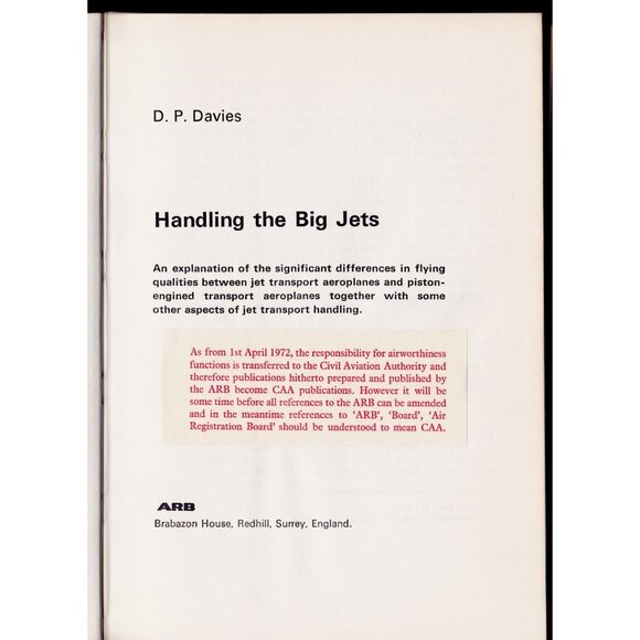 Handling the Big Jets DP Davies 1971 Aviation Hardcover DJ Color Foldouts Import - Picture 5 of 10
